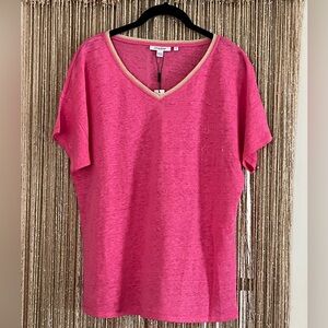 Chico’s Sweater Trim Linen Tee - Med